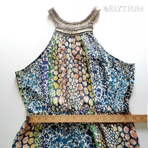 HD in Paris Anthropologie Mayacamas Beaded Halter Maxi Dress Size 0 Printed Boho main image 0